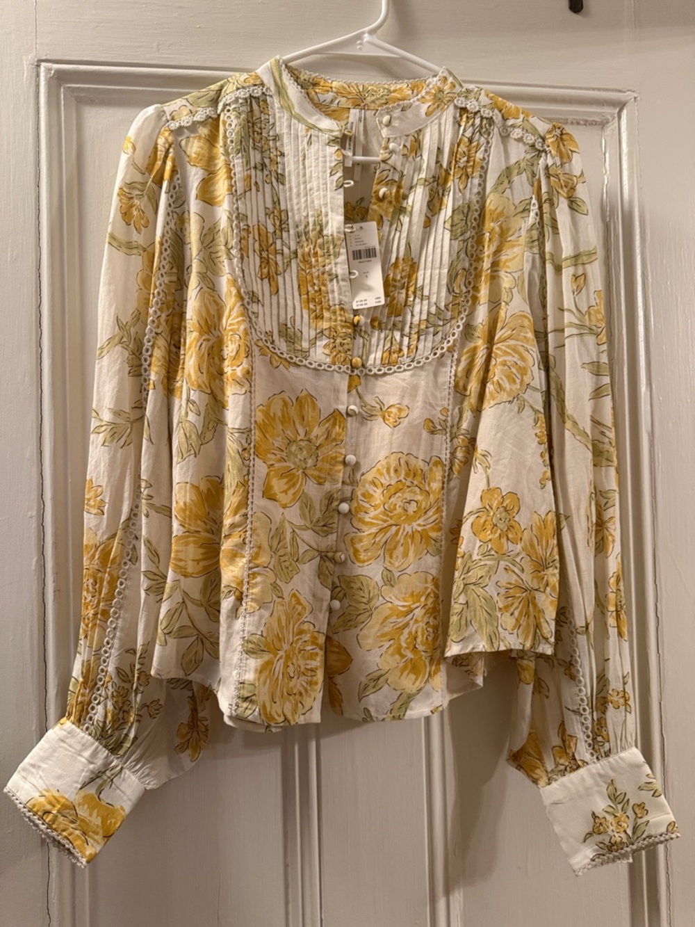 Anthropologie Yellow and White Floral Blouse - new with tags
